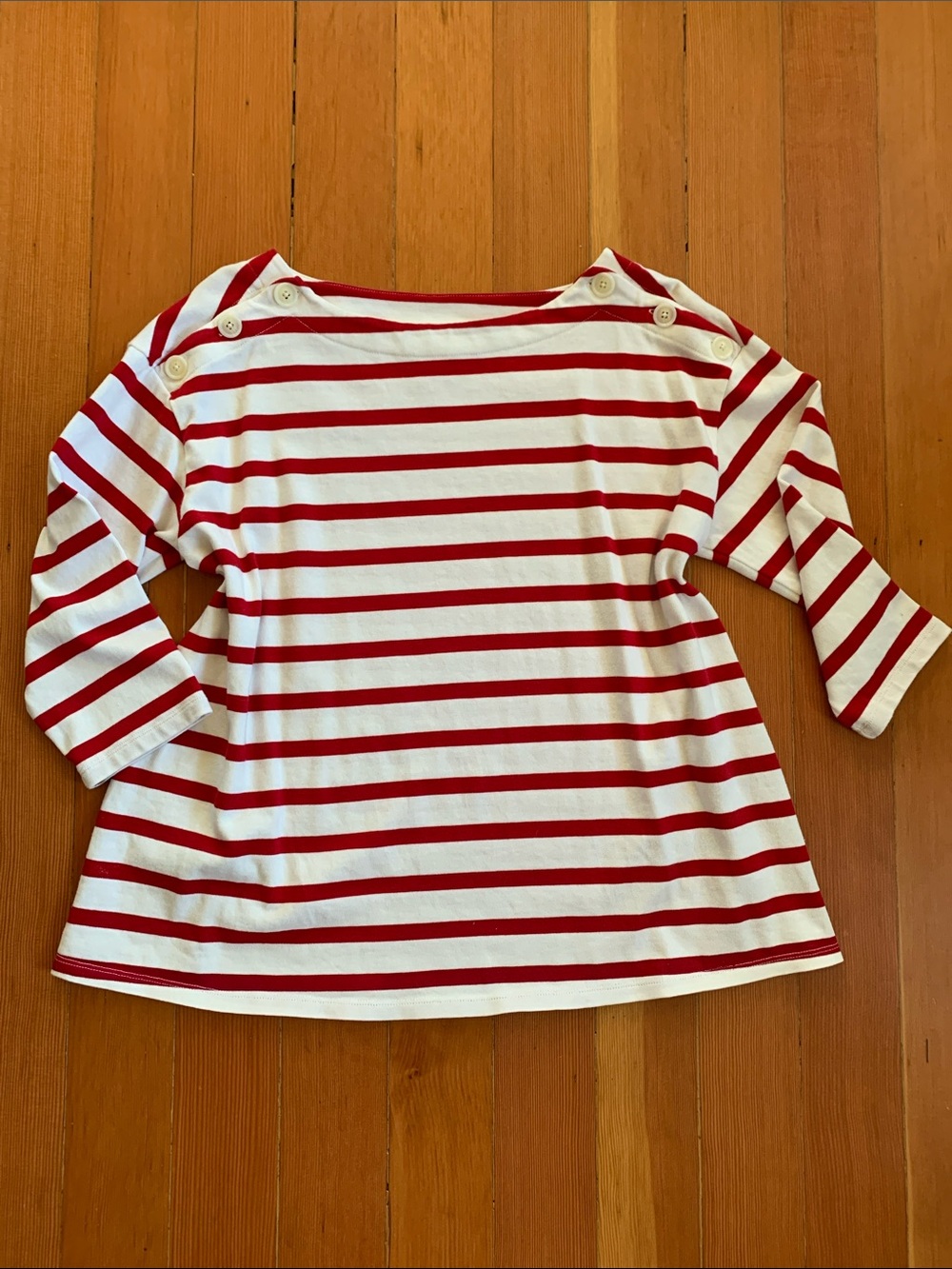 The Nines by Hatch Red and White Striped Nautical Top
